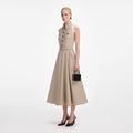 Beige Twill Midi Dress