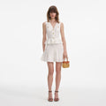 White Pointelle Knit Mini Dress