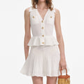 White Pointelle Knit Mini Dress