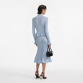 Blue Peplum Knit Midi Dress