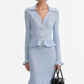 Blue Peplum Knit Midi Dress