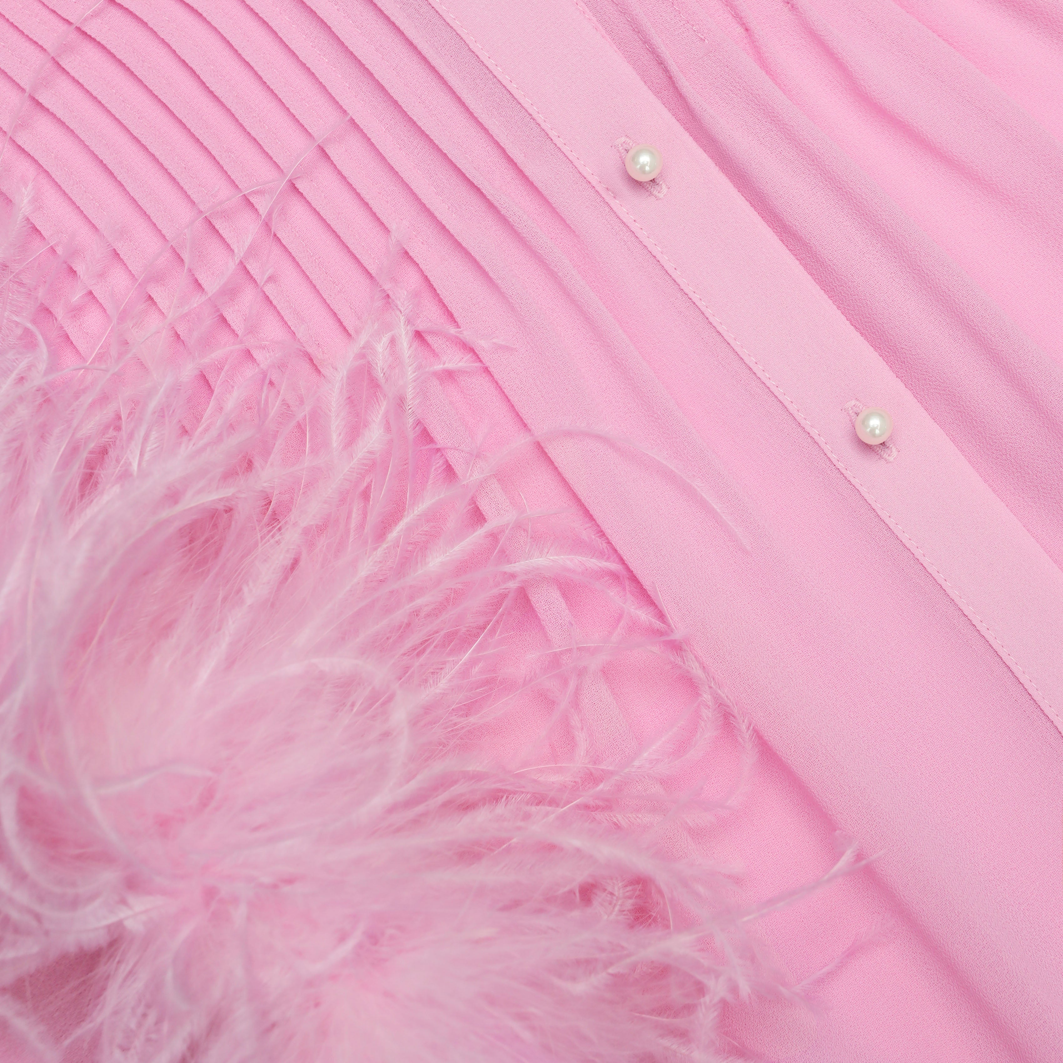 Pink Georgette Feather Cuff Blouse