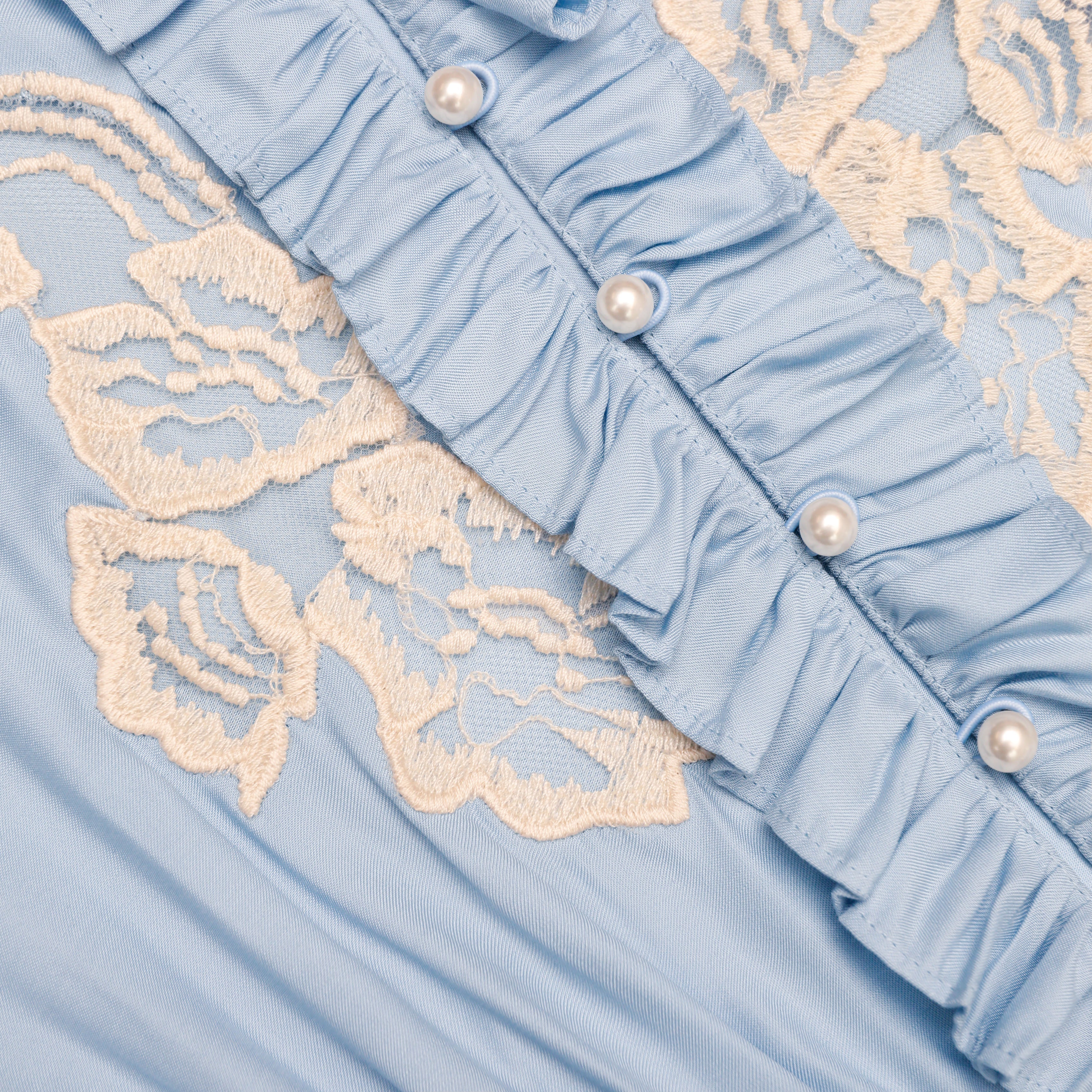 Blue Viscose Lace Top