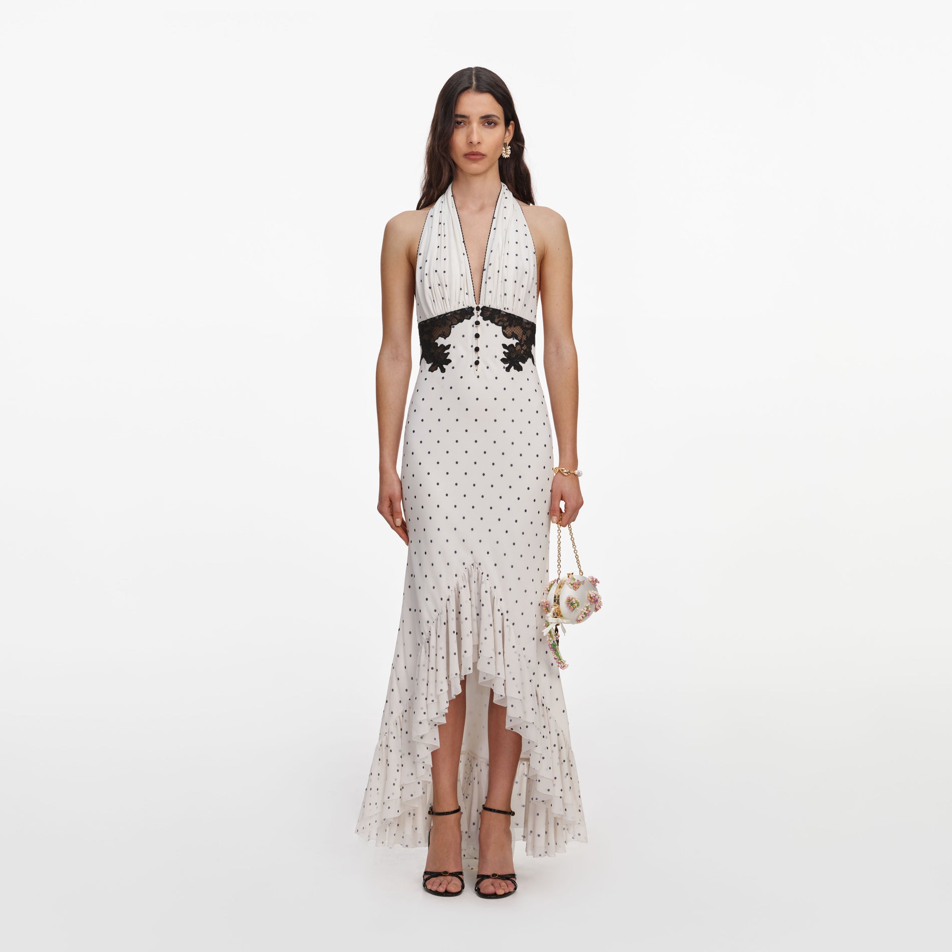 Polka Dot Halter Neck Midi Dress