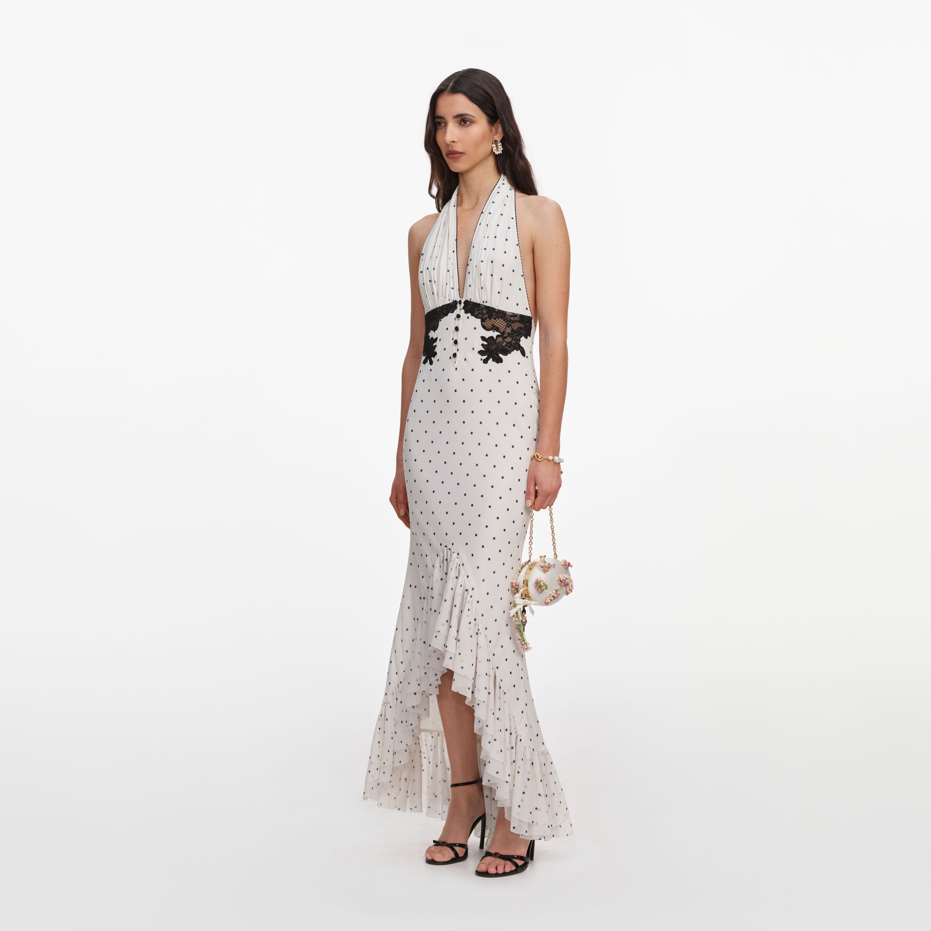 Polka Dot Halter Neck Midi Dress