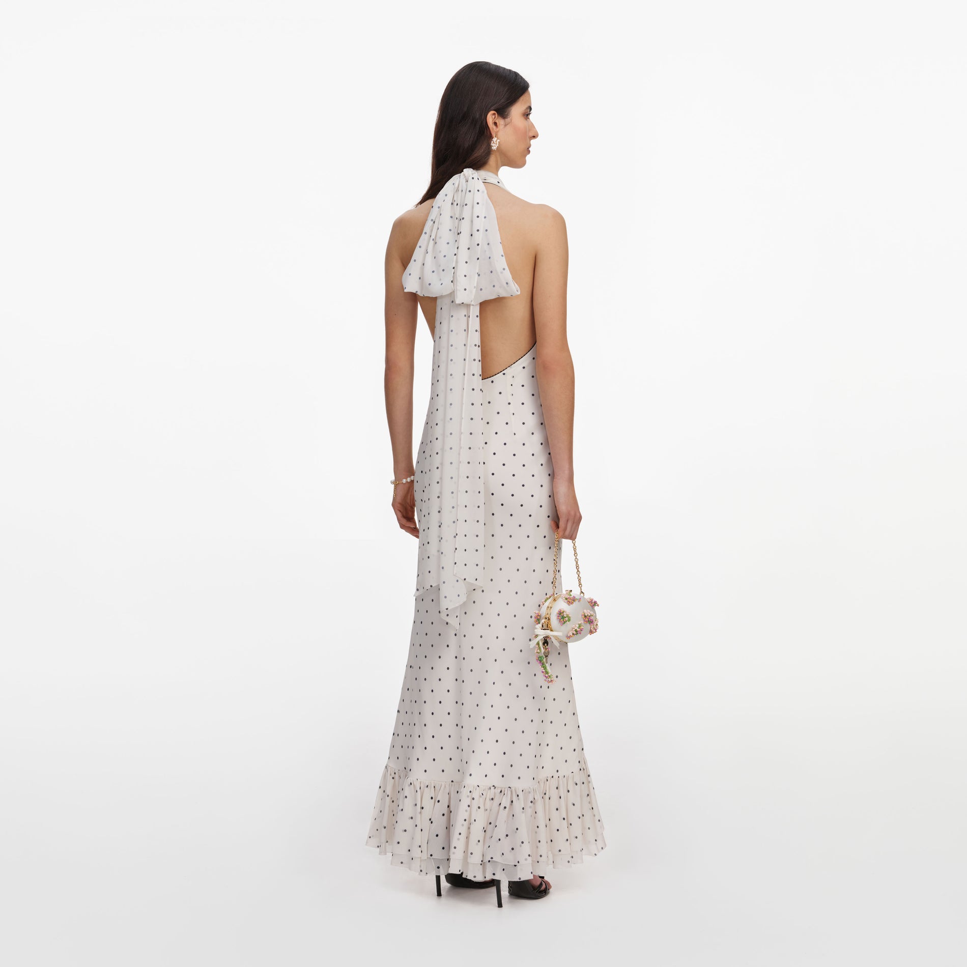 Polka Dot Halter Neck Midi Dress