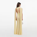 Yellow Viscose Knit Scarf Maxi Dress