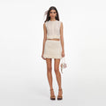 Cream Crochet Flower Knit Mini Skirt