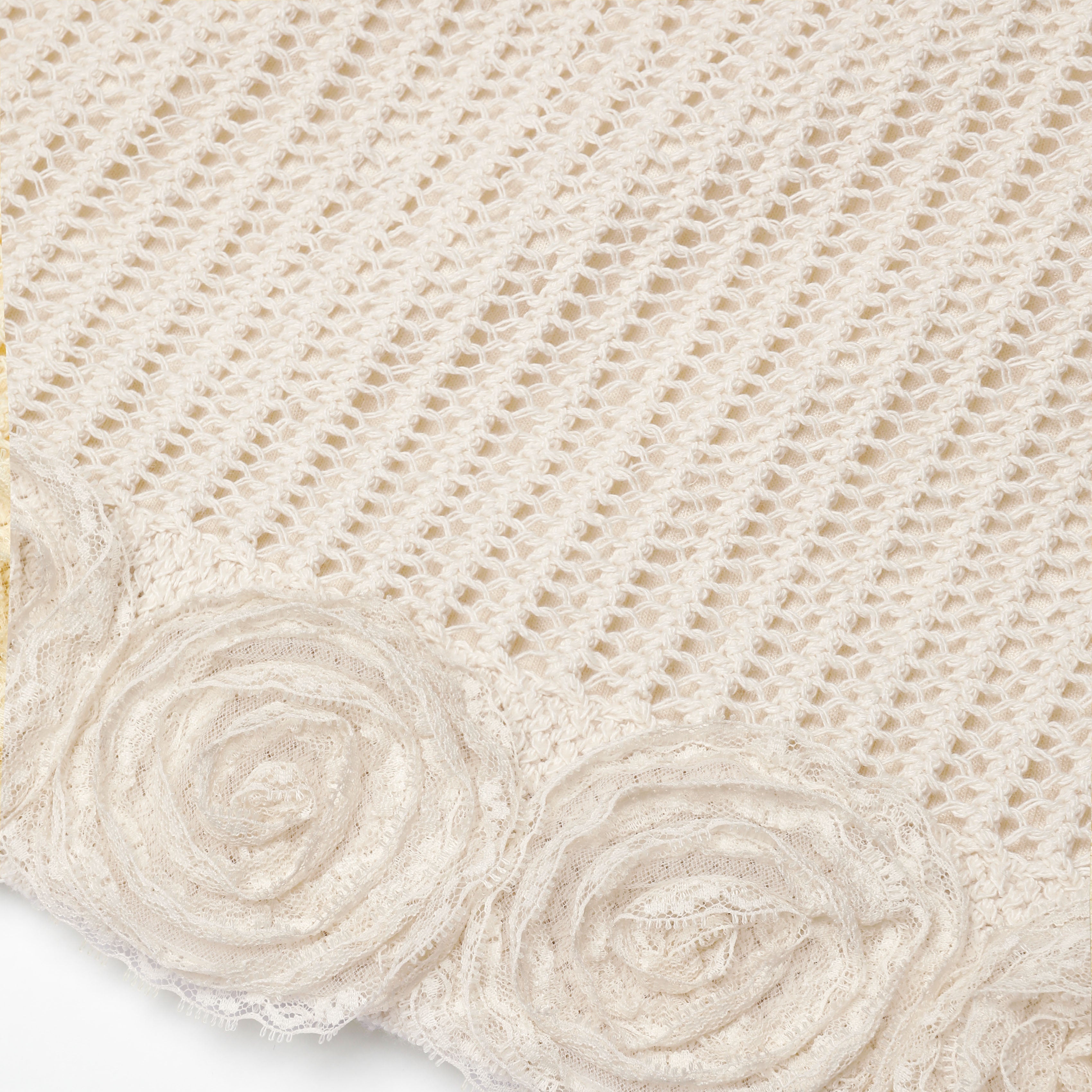 Cream Crochet Flower Knit Mini Skirt