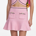 Pink Flower Knit Mini Skirt