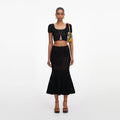 Black Crochet Knit Midi Skirt
