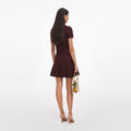 Brown Pointelle Knit Mini Skirt