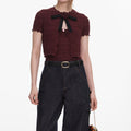 Brown Pointelle Knit Top
