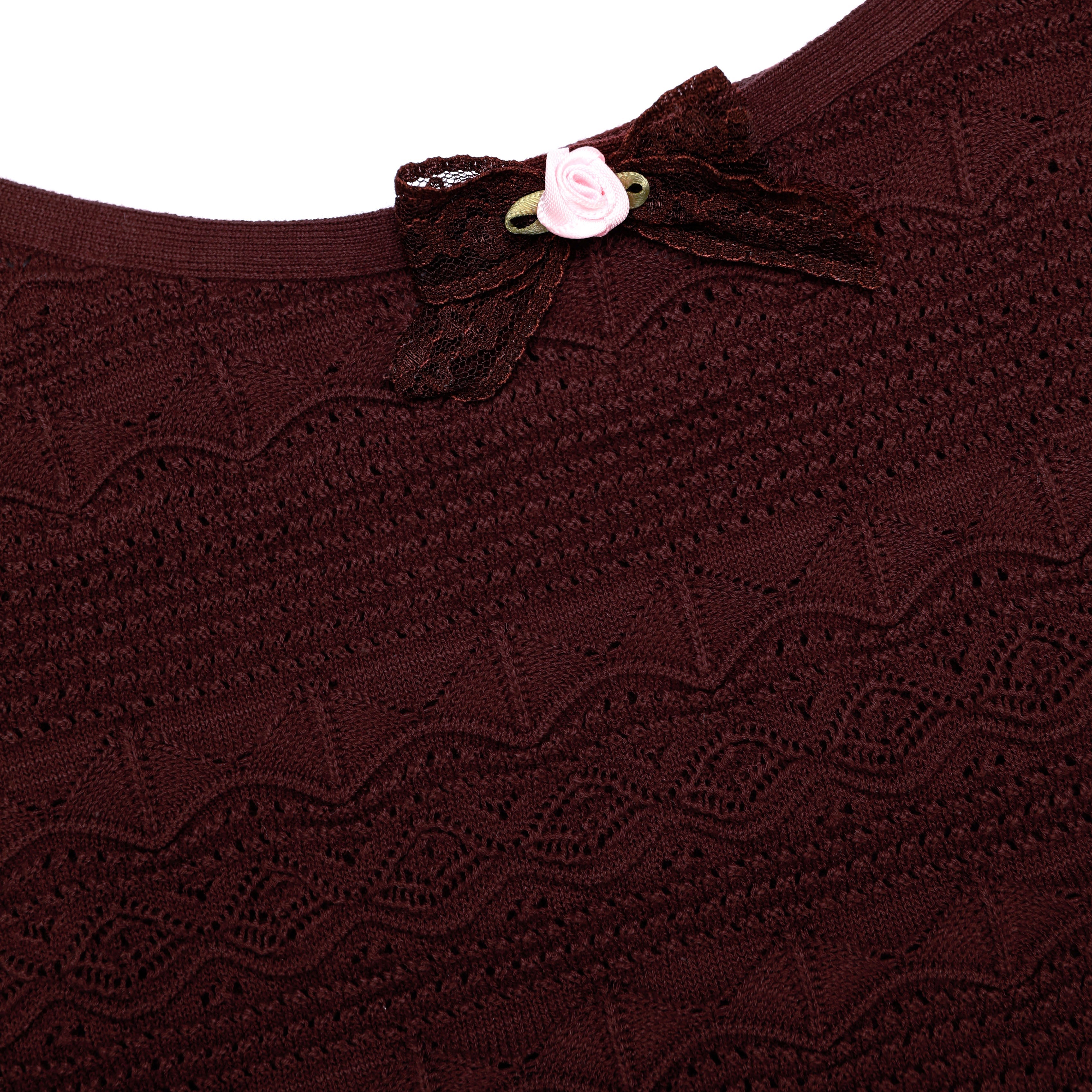 Brown Pointelle Knit Vest