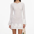 White Open Back Knitted Mini Dress