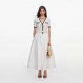 White Knit Linen Midi Dress