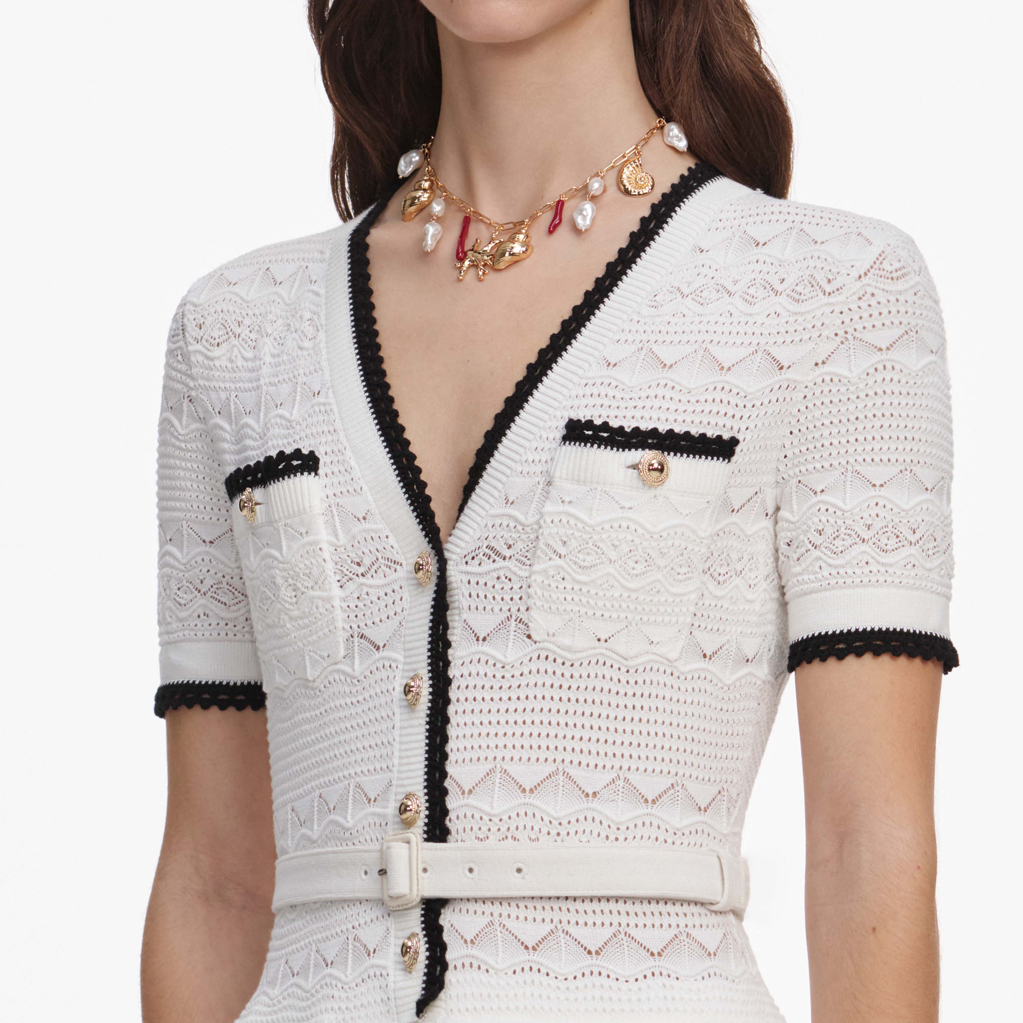 White Knit Linen Midi Dress