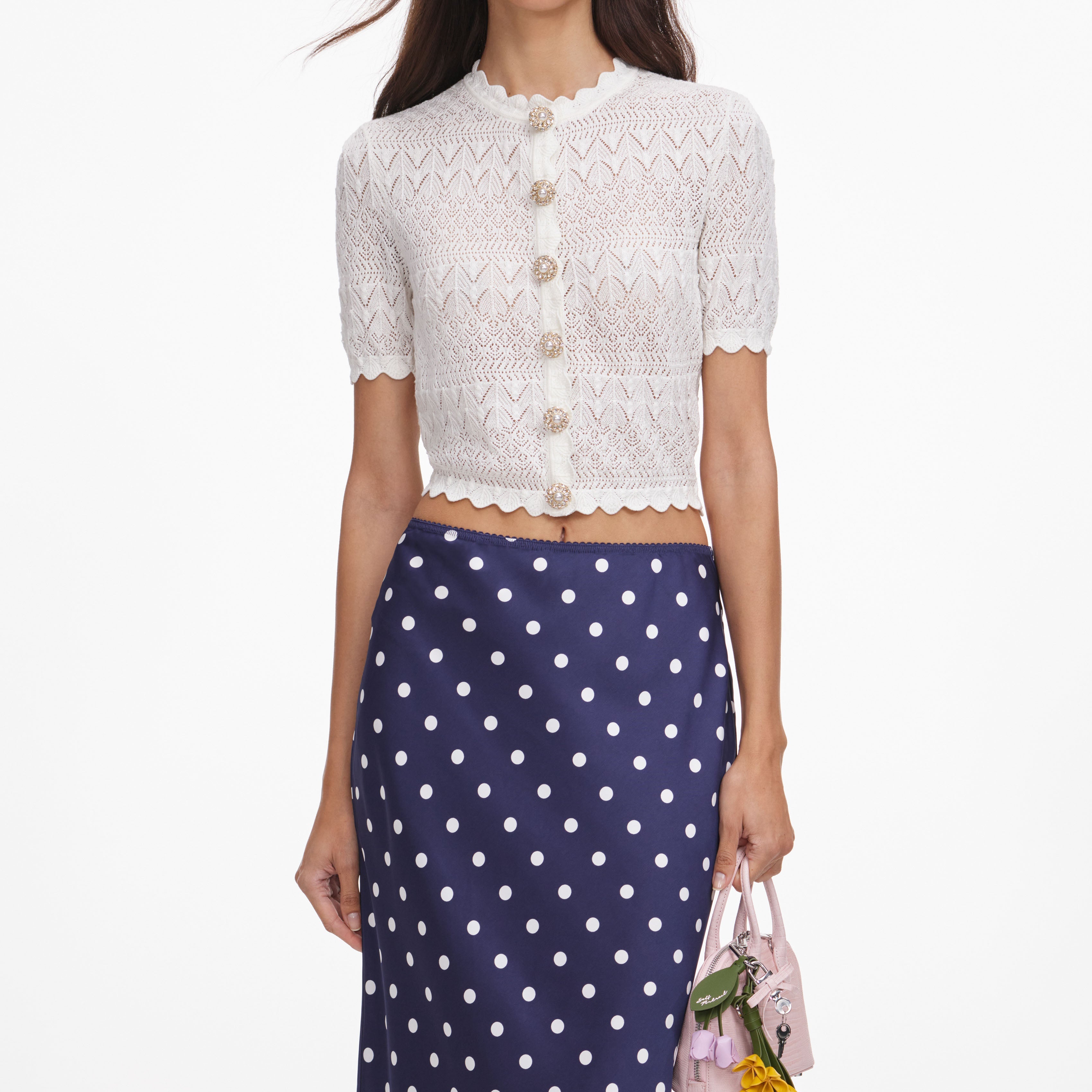 White Pointelle Knit Top