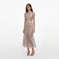 Silver Sequin Embellished Midi Dress