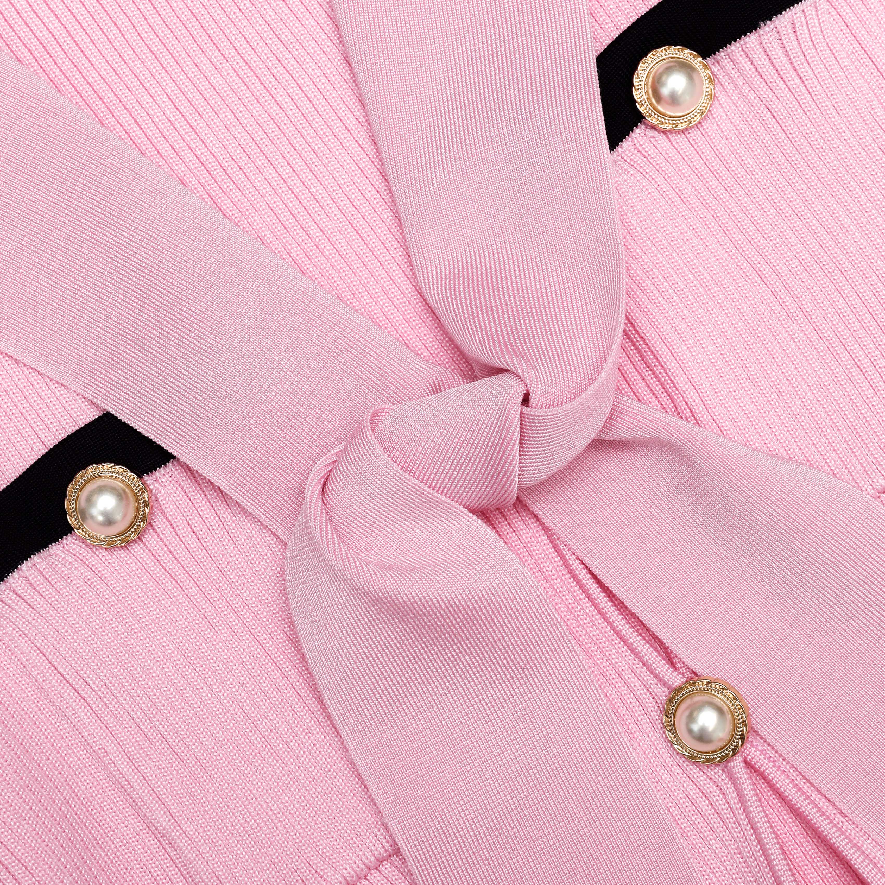 Pink Viscose Knit Tie Mini Dress