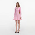 Pink Viscose Knit Tie Mini Dress