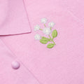 Pink Flower Embroidered Knit Cardigan