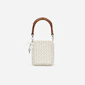 Cream Crystal Chain Mini Tote Bag