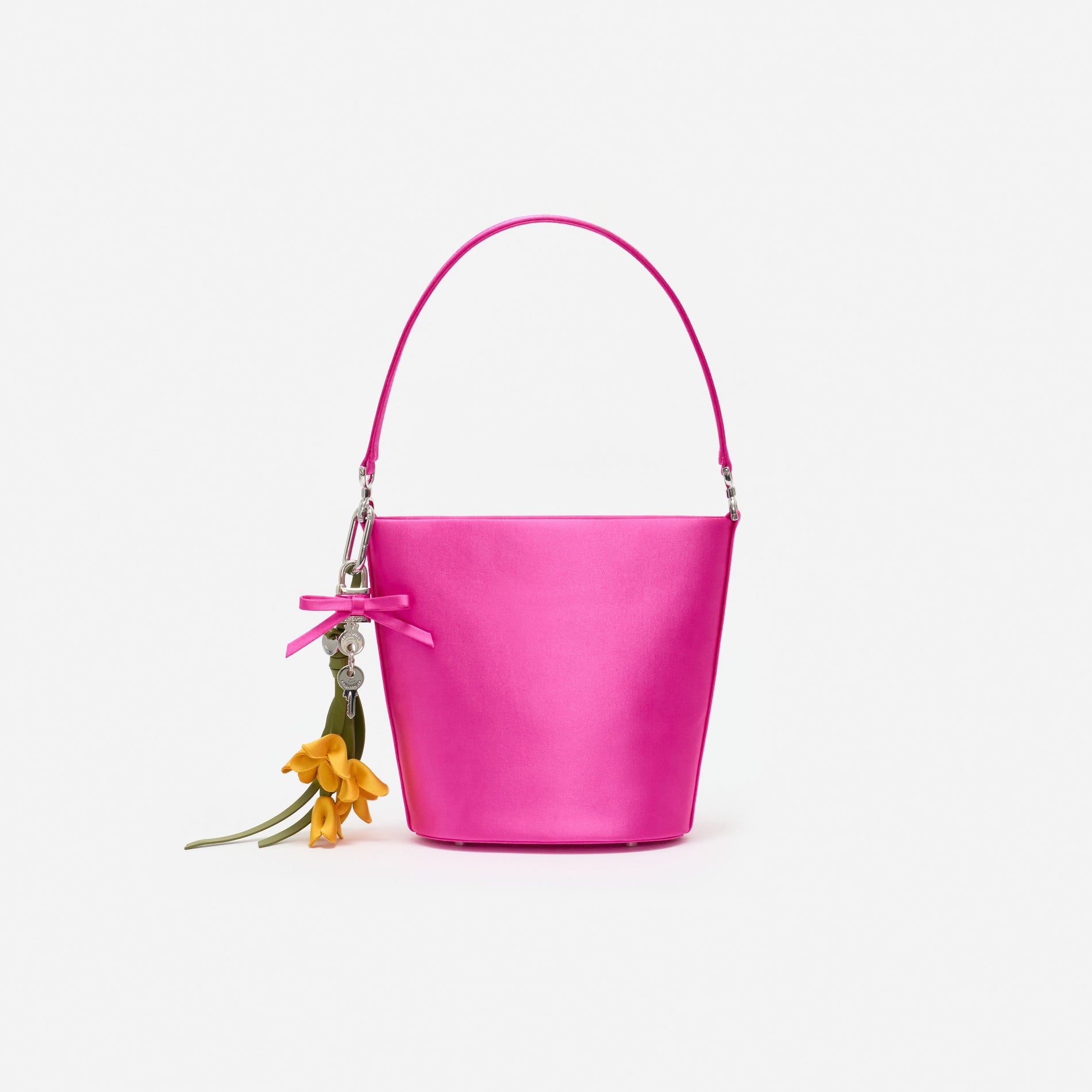 Pink Satin Bucket Bag