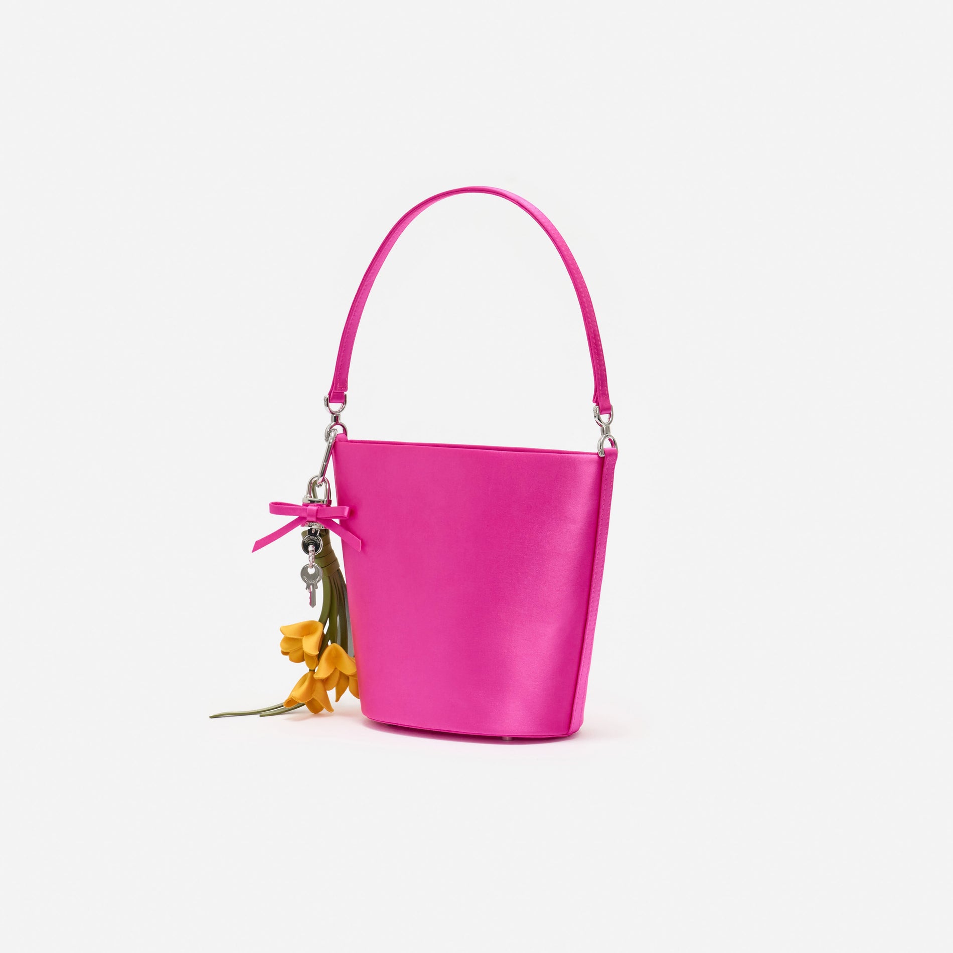 Pink Satin Bucket Bag