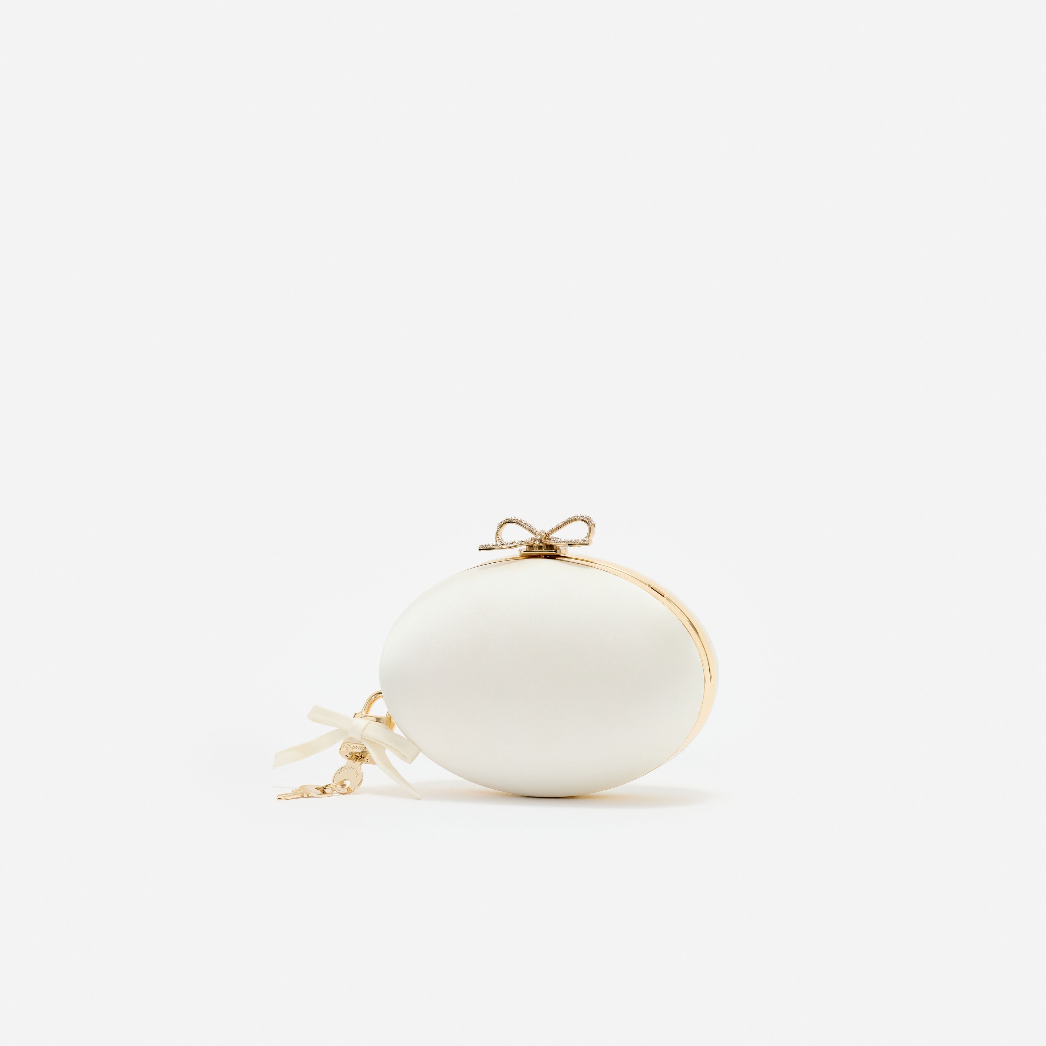 Cream Satin Oval Clutch