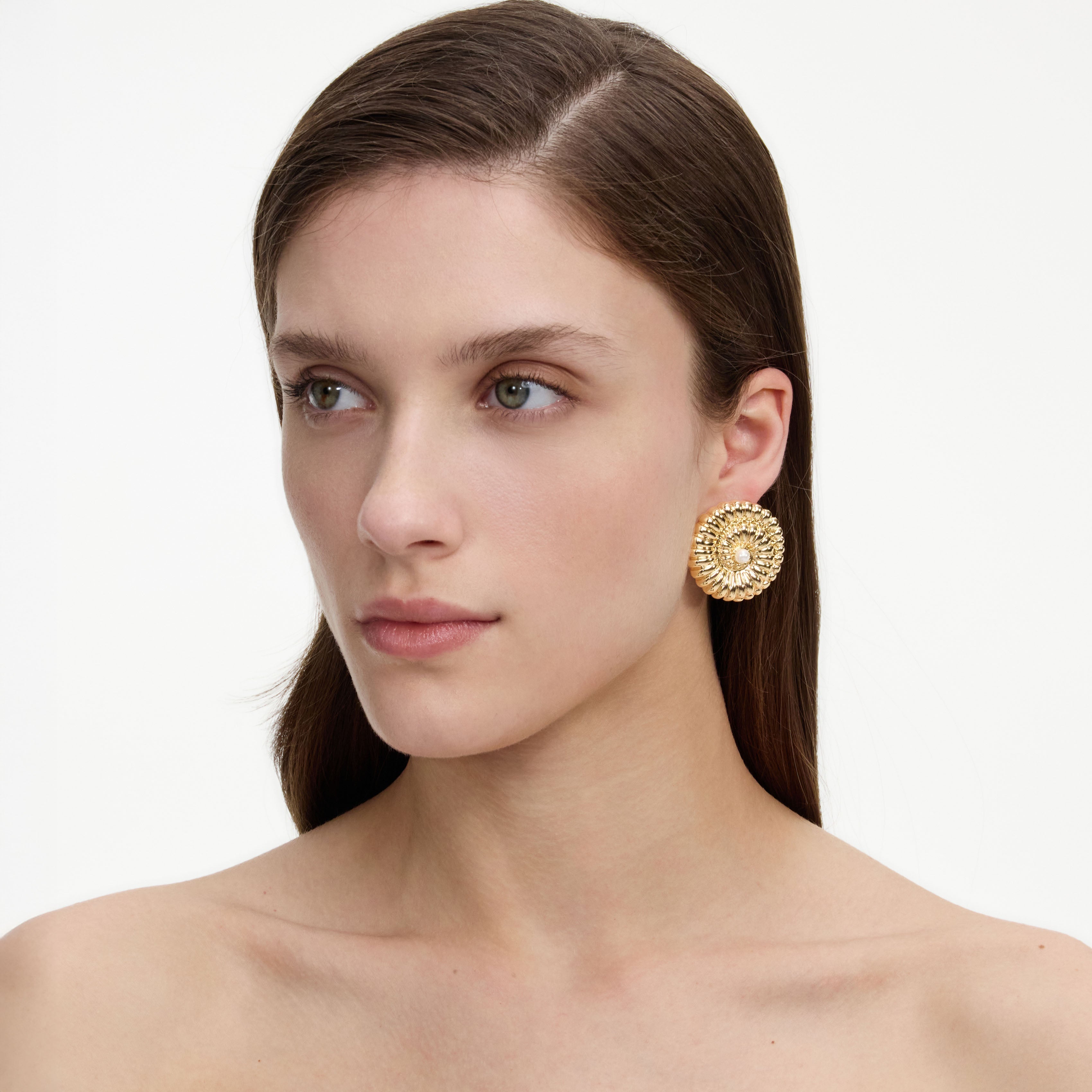 Gold Pearl Shell Earrings