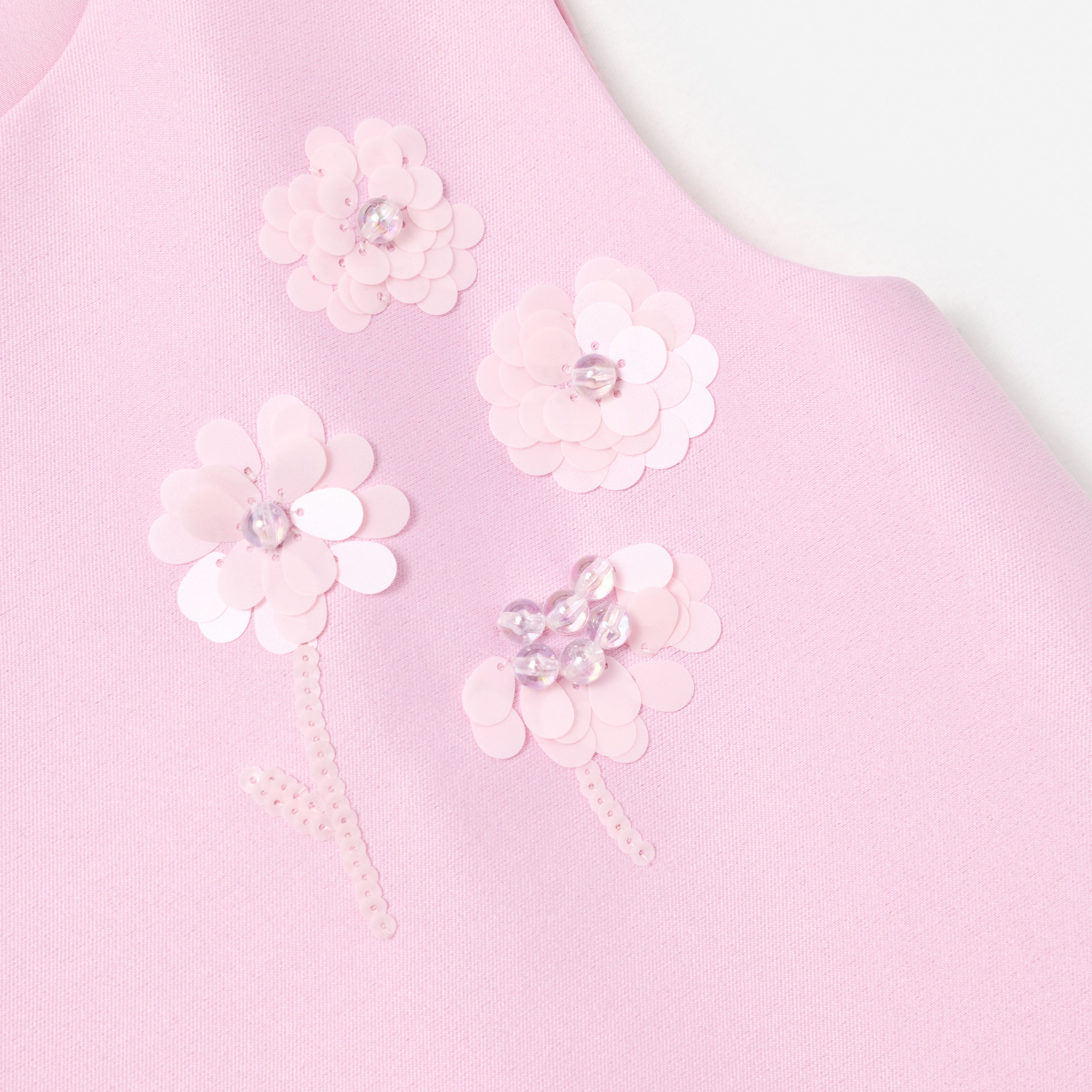 Pink Taffeta Sequin Embellished Dress