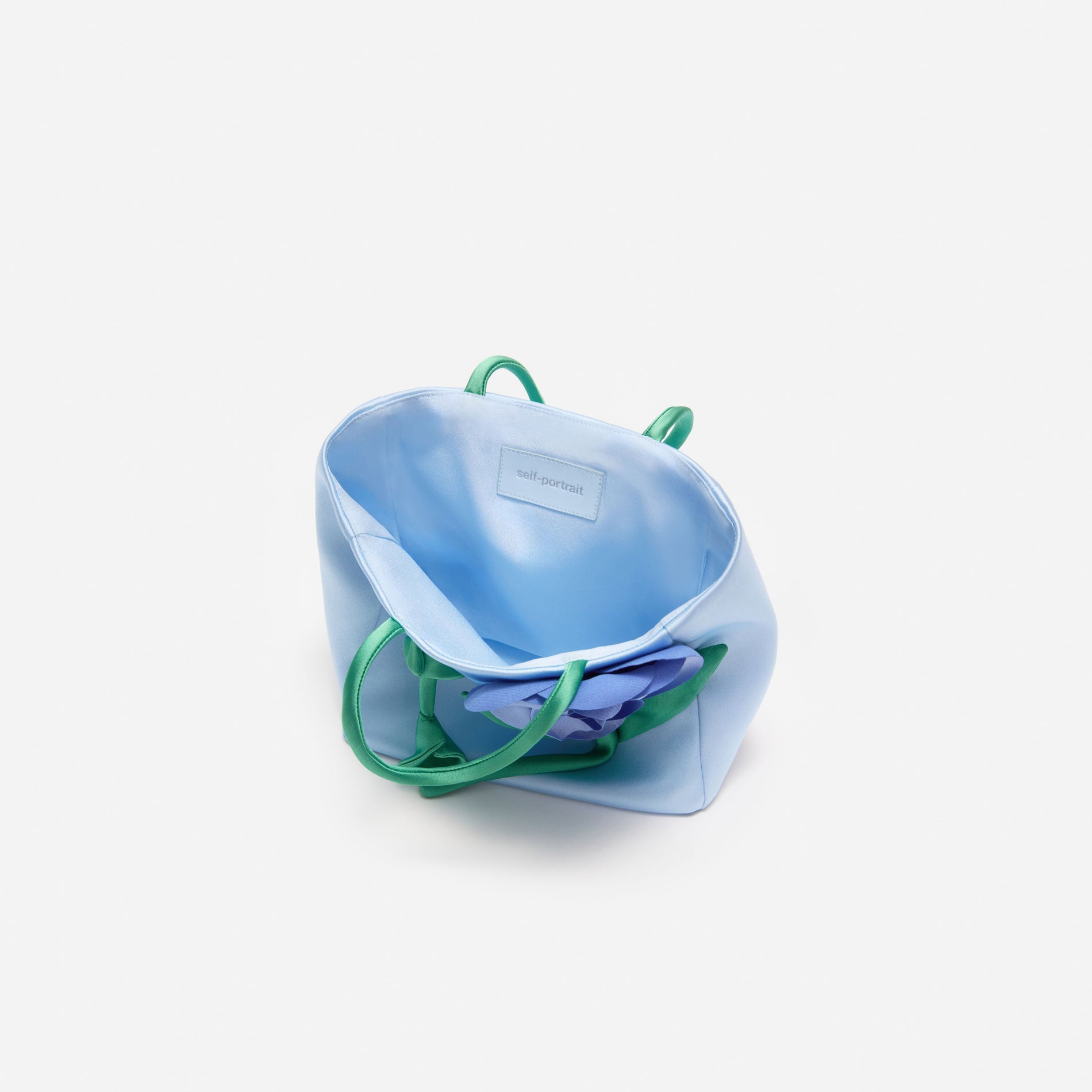 Blue Taffeta 3D Flower Bag