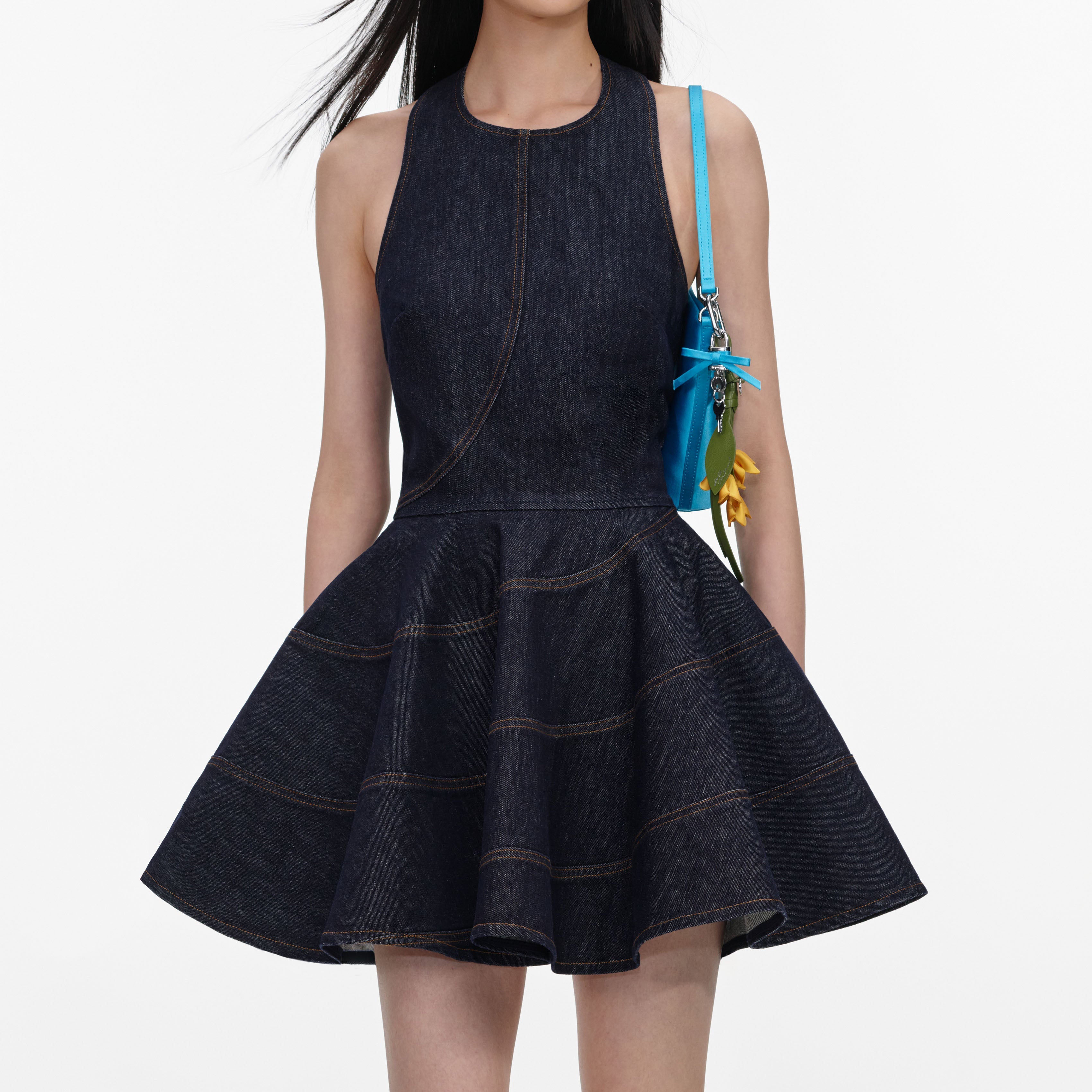 Indigo Denim Halterneck Mini Dress