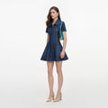 Rhinestone Stripe Denim Mini Dress