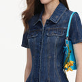 Rhinestone Stripe Denim Mini Dress