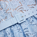 Blue Lace Peplum Midi Dress
