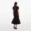 Black Tulle Lace Sequin Midi Dress