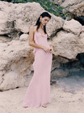 Pink Georgette Frill Maxi Dress