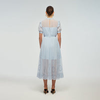 Blue Broderie Chiffon Dress