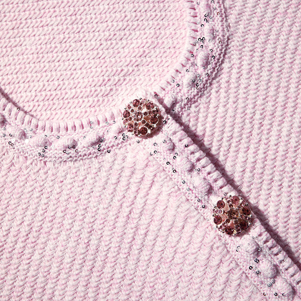 Pink Knit Crop Cardigan