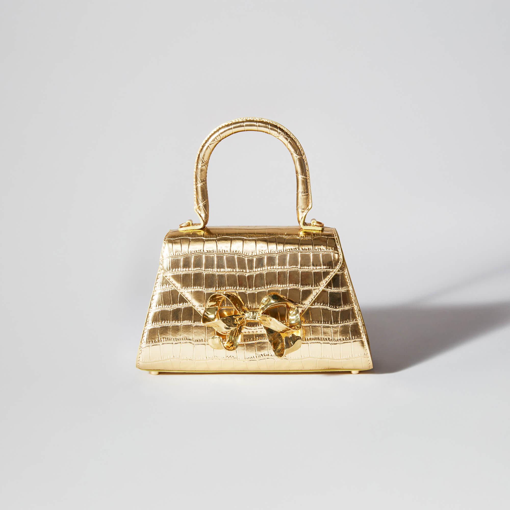 Gold Croc Bow Mini Envelope Bag