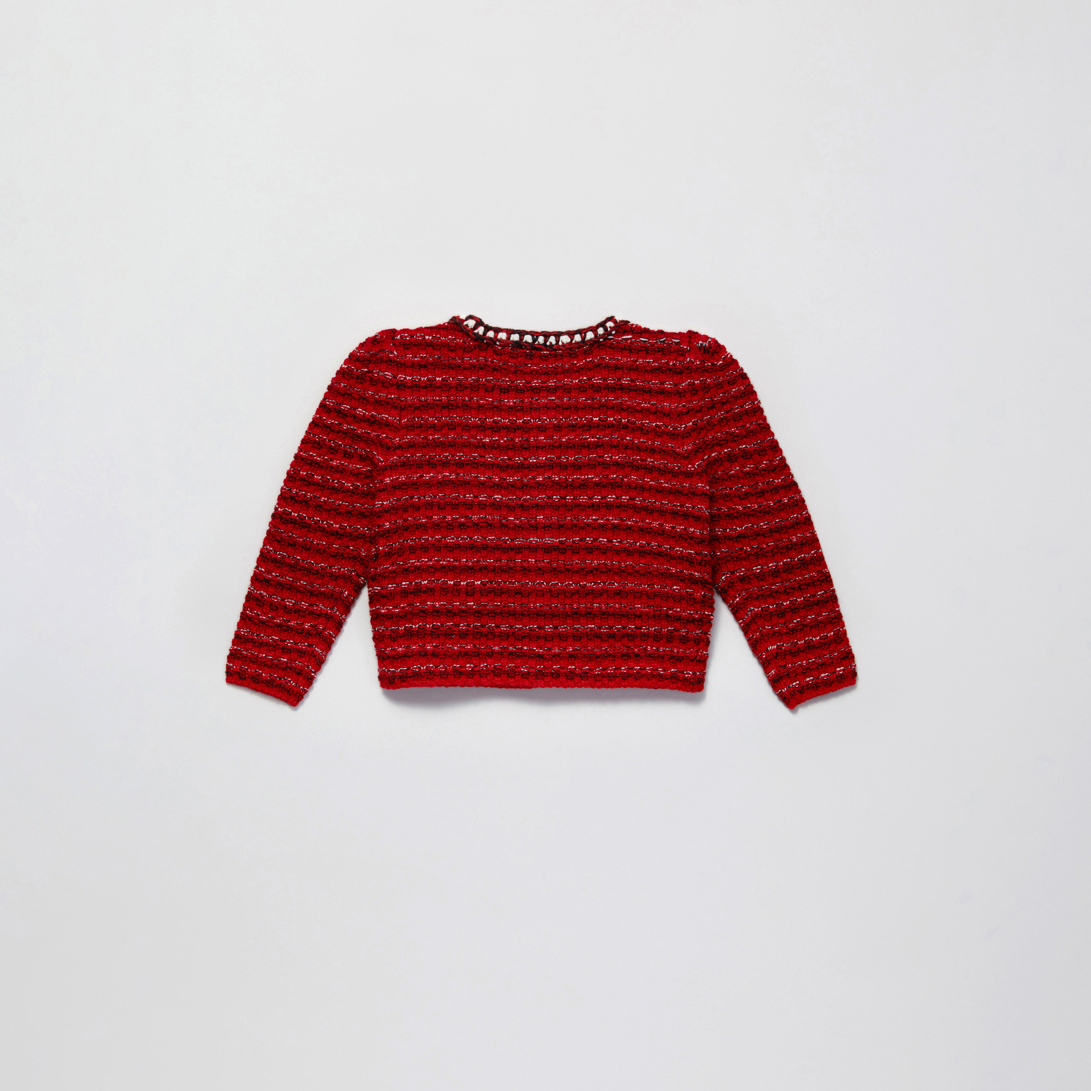 Red Melange Button Knit Cardigan