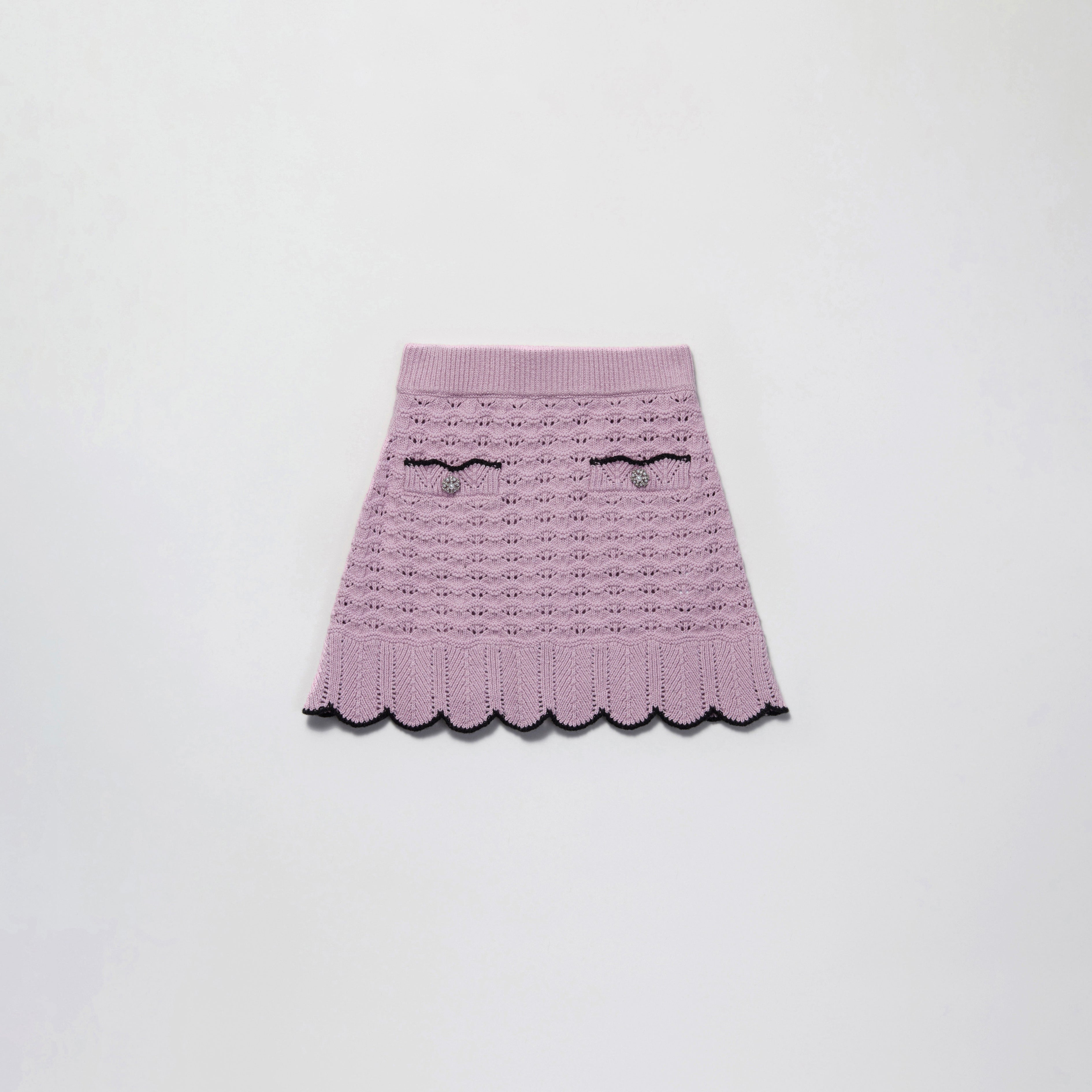 Lilac Crochet Knit Mini Skirt