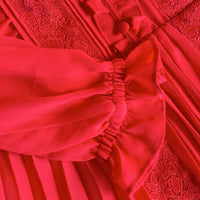 Red Chiffon Ruffle Mini Dress