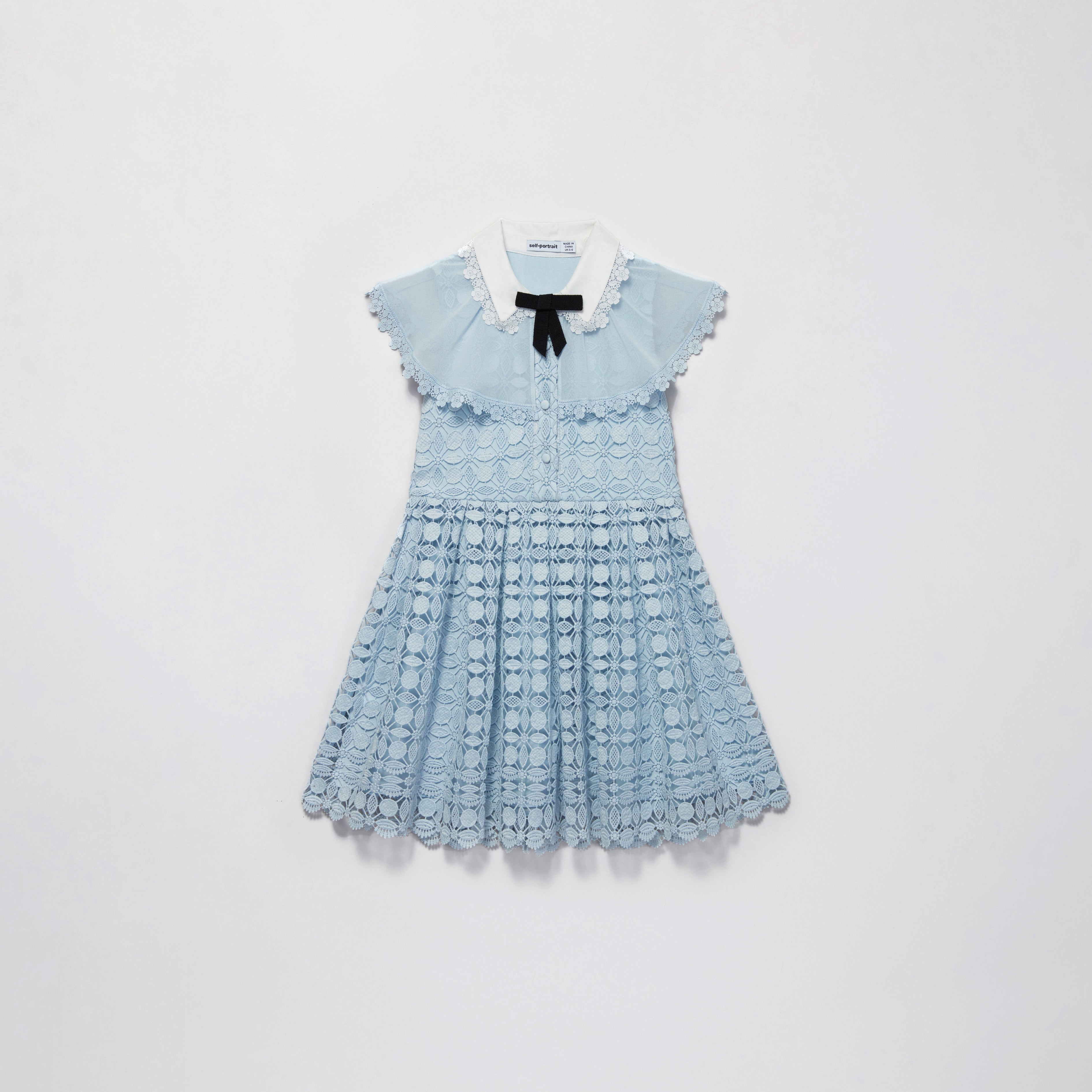 Blue Lace Dress With Double Collar