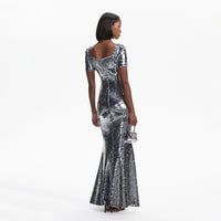 Silver Sequin Maxi Dress