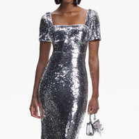 Silver Sequin Maxi Dress