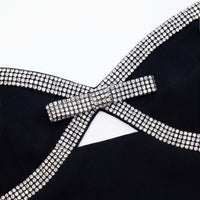 Black Diamante Bow Midi Dress
