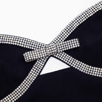 Black Diamante Bow Top